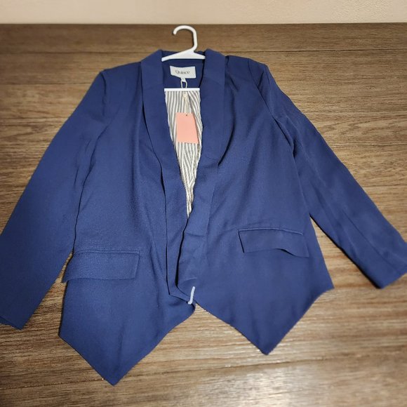 Quince Jackets & Blazers - Quince Stretch Crepe Open Blazer NWT Navy XS